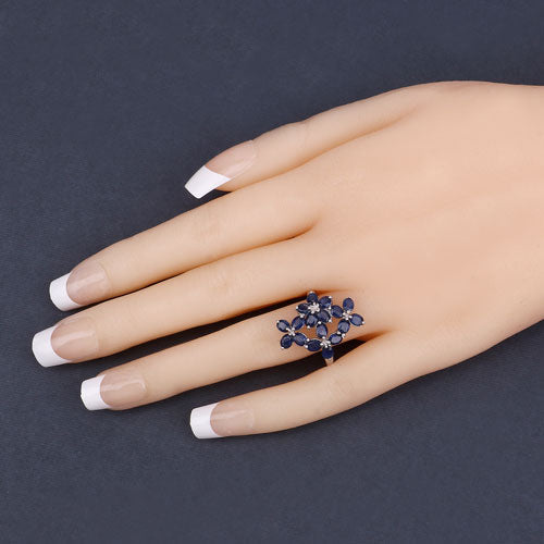 3.40 Carat Genuine Blue Sapphire .925 Sterling Silver Ring on sale at MyriadMart