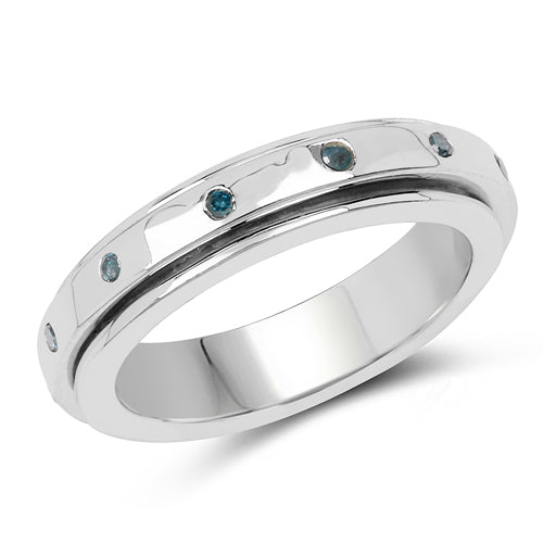 0.14 Carat Genuine Blue Diamond .925 Sterling Silver Ring on sale at MyriadMart