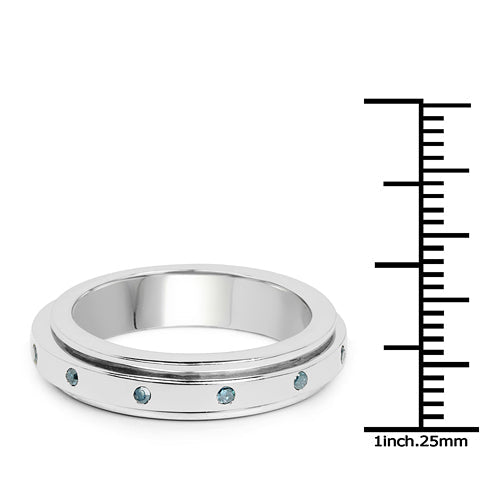 0.14 Carat Genuine Blue Diamond .925 Sterling Silver Ring on sale at MyriadMart