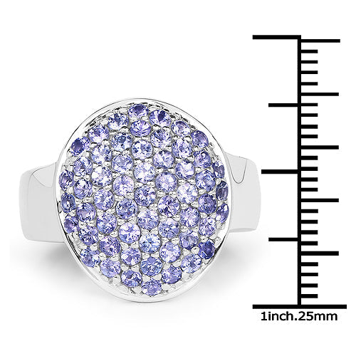 2.00 Carat Genuine Tanzanite .925 Sterling Silver Ring on sale at MyriadMart
