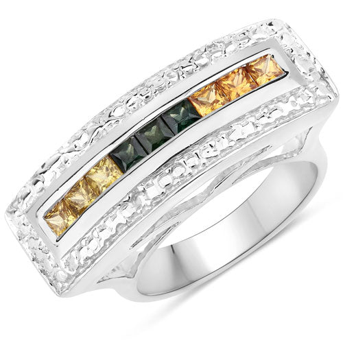 1.08 Carat Genuine Multi Sapphire .925 Sterling Silver Ring on sale at MyriadMart