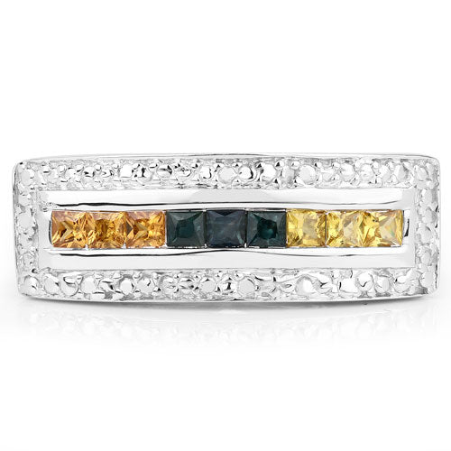 1.08 Carat Genuine Multi Sapphire .925 Sterling Silver Ring on sale at MyriadMart