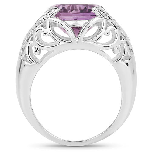 8.24 Carat Genuine Amethyst and White Topaz .925 Sterling Silver Ring on sale at MyriadMart