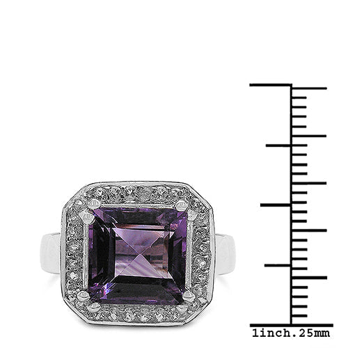 4.91 Carat Genuine Amethyst & White Topaz .925 Sterling Silver Ring on sale at MyriadMart