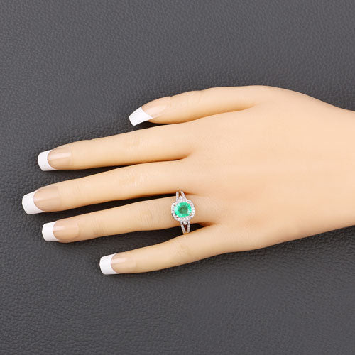 1.65 Carat Genuine Ethiopian Emerald and White Diamond 14K Yellow Gold Ring on sale at MyriadMart