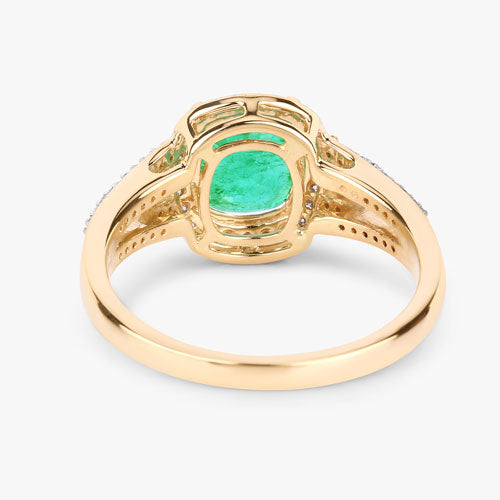 1.65 Carat Genuine Ethiopian Emerald and White Diamond 14K Yellow Gold Ring on sale at MyriadMart