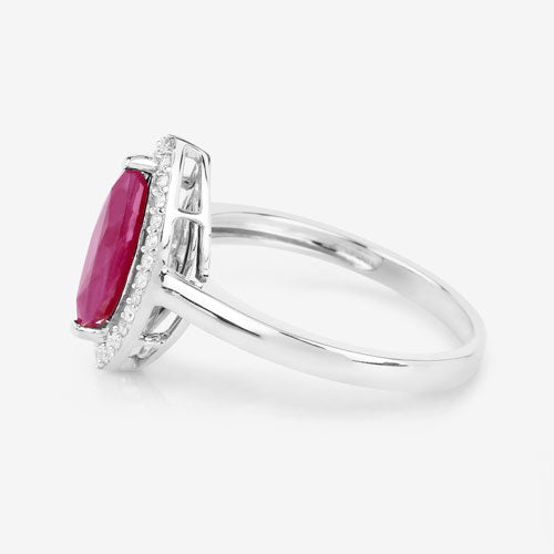 1.52 Carat Genuine Ruby and White Diamond 10K White Gold Ring on sale at MyriadMart