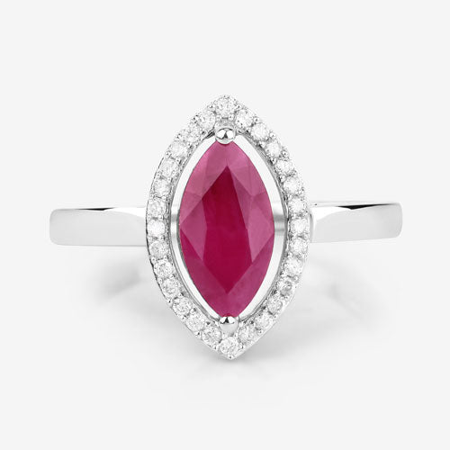 1.52 Carat Genuine Ruby and White Diamond 10K White Gold Ring on sale at MyriadMart