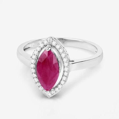 1.52 Carat Genuine Ruby and White Diamond 10K White Gold Ring on sale at MyriadMart