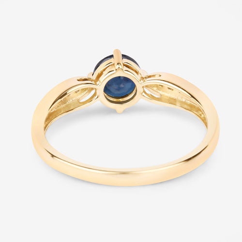 0.89 Carat Genuine Blue Sapphire and White Diamond 10K Yellow Gold Ring on sale at MyriadMart