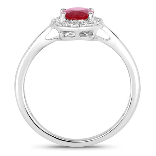 1.06 Carat Genuine Ruby and White Diamond 14K White Gold Ring on sale at MyriadMart