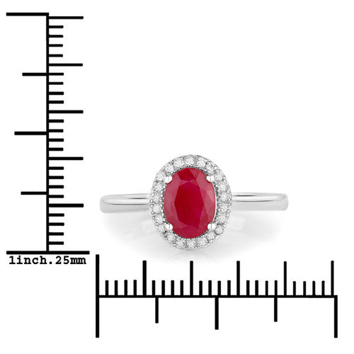1.06 Carat Genuine Ruby and White Diamond 14K White Gold Ring on sale at MyriadMart