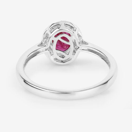 1.06 Carat Genuine Ruby and White Diamond 14K White Gold Ring on sale at MyriadMart