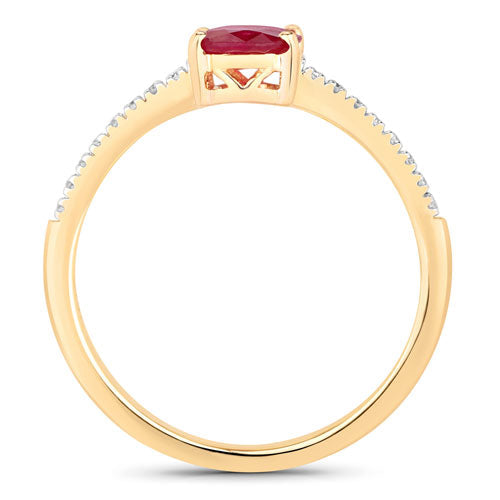 1.43 Carat Genuine Ruby and White Diamond 14K Yellow Gold Ring on sale at MyriadMart