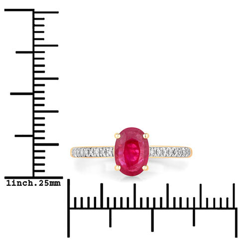 1.43 Carat Genuine Ruby and White Diamond 14K Yellow Gold Ring on sale at MyriadMart