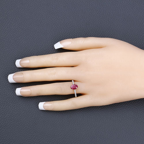 1.43 Carat Genuine Ruby and White Diamond 14K Yellow Gold Ring on sale at MyriadMart