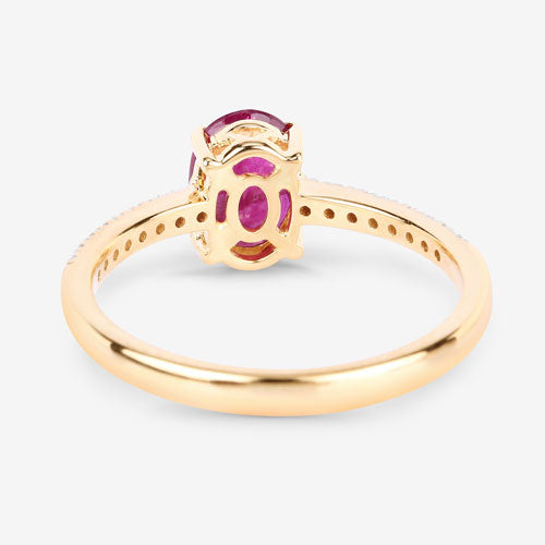 1.43 Carat Genuine Ruby and White Diamond 14K Yellow Gold Ring on sale at MyriadMart
