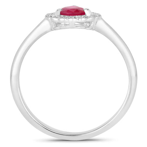 0.94 Carat Genuine Ruby and White Diamond 14K White Gold Ring on sale at MyriadMart