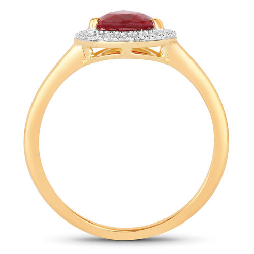 1.38 Carat Genuine Ruby and White Diamond 14K Yellow Gold Ring on sale at MyriadMart