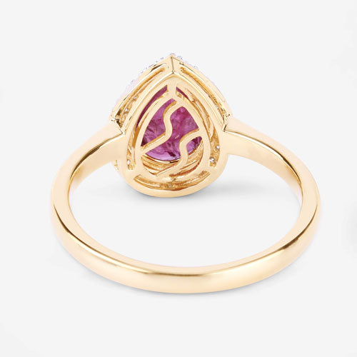 1.38 Carat Genuine Ruby and White Diamond 14K Yellow Gold Ring on sale at MyriadMart