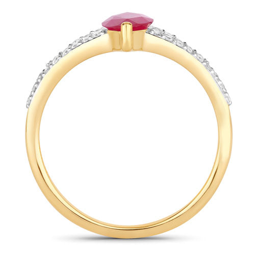 1.58 Carat Genuine Ruby and White Diamond 14K Yellow Gold Ring on sale at MyriadMart