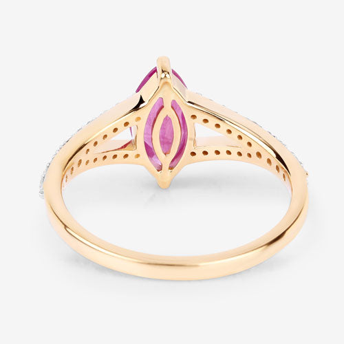 1.58 Carat Genuine Ruby and White Diamond 14K Yellow Gold Ring on sale at MyriadMart