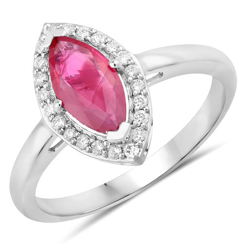 1.57 Carat Genuine Ruby and White Diamond 14K White Gold Ring on sale at MyriadMart