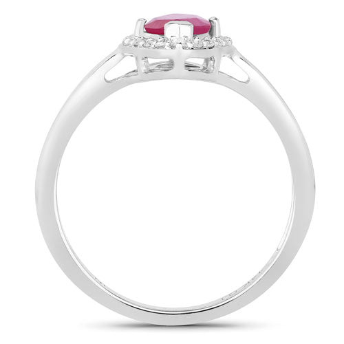 1.57 Carat Genuine Ruby and White Diamond 14K White Gold Ring on sale at MyriadMart