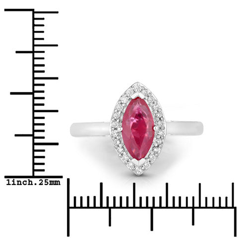 1.57 Carat Genuine Ruby and White Diamond 14K White Gold Ring on sale at MyriadMart