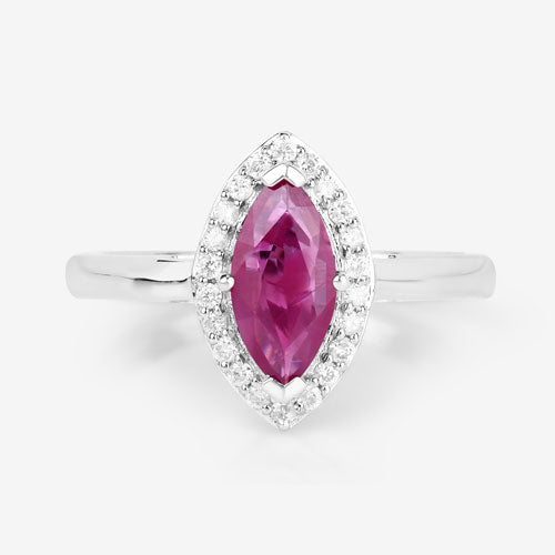 1.57 Carat Genuine Ruby and White Diamond 14K White Gold Ring on sale at MyriadMart