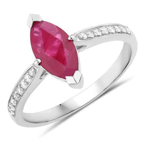 1.51 Carat Genuine Ruby and White Diamond 14K White Gold Ring on sale at MyriadMart