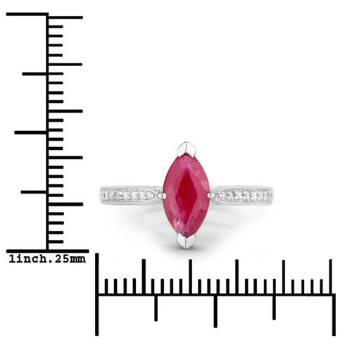 1.51 Carat Genuine Ruby and White Diamond 14K White Gold Ring on sale at MyriadMart