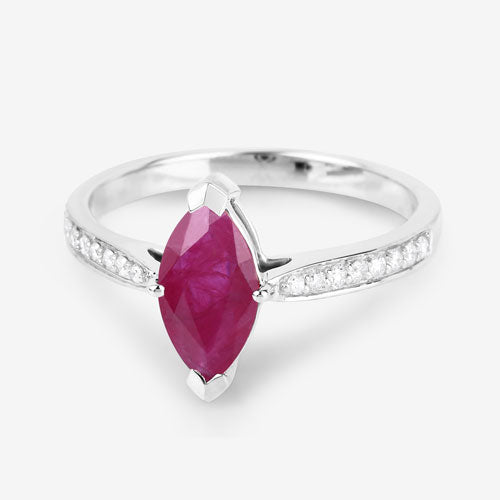 1.51 Carat Genuine Ruby and White Diamond 14K White Gold Ring on sale at MyriadMart