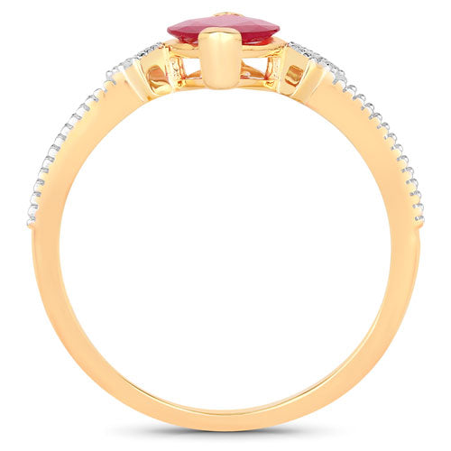 1.01 Carat Genuine Ruby and White Diamond 14K Yellow Gold Ring on sale at MyriadMart