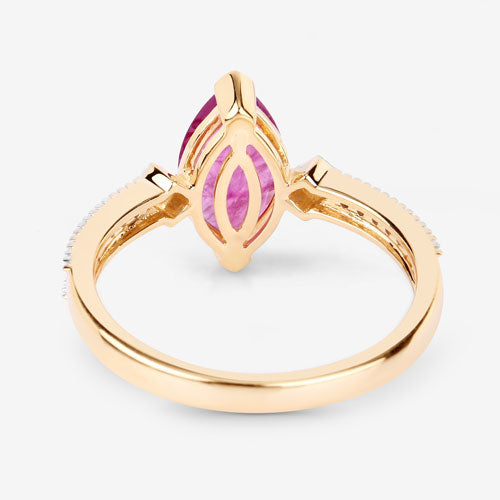 1.01 Carat Genuine Ruby and White Diamond 14K Yellow Gold Ring on sale at MyriadMart