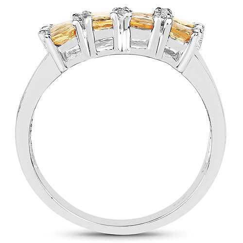 2.67 Carat Genuine Yellow Sapphire and White Diamond .925 Sterling Silver Ring on sale at MyriadMart