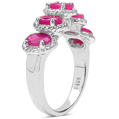 3.20 Carat Genuine Ruby Sterling Silver Ring on sale at MyriadMart