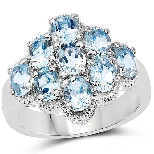 3.24 Carat Genuine Blue Topaz .925 Sterling Silver Ring on sale at MyriadMart