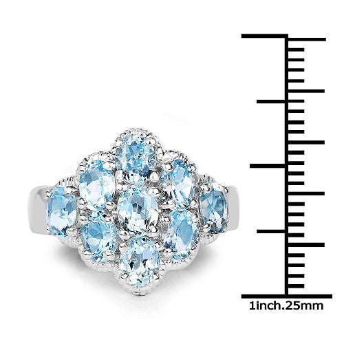 3.24 Carat Genuine Blue Topaz .925 Sterling Silver Ring on sale at MyriadMart
