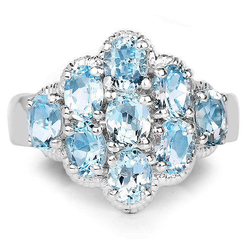 3.24 Carat Genuine Blue Topaz .925 Sterling Silver Ring on sale at MyriadMart