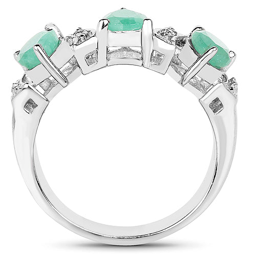 1.87 Carat Genuine Emerald and White Topaz .925 Sterling Silver Ring on sale at MyriadMart