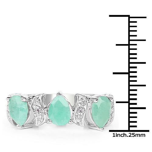 1.87 Carat Genuine Emerald and White Topaz .925 Sterling Silver Ring on sale at MyriadMart