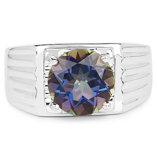 4.75 Carat Genuine Mystic Topaz .925 Sterling Silver Ring on sale at MyriadMart