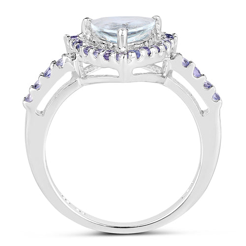 1.41 Carat Genuine Aquamarine & Tanzanite .925 Sterling Silver Ring on sale at MyriadMart