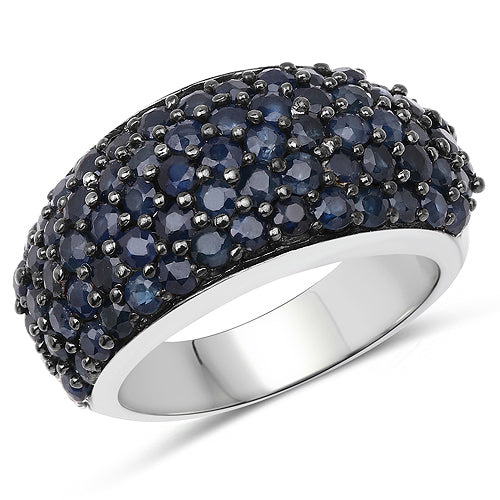3.28 Carat Genuine Blue Sapphire and White Topaz .925 Sterling Silver Ring on sale at MyriadMart