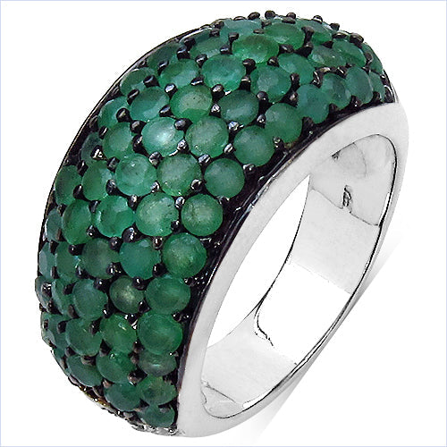 2.90 Carat Genuine Emerald & White Diamond .925 Sterling Silver Ring on sale at MyriadMart