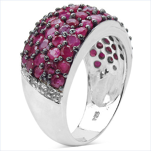 3.58 Carat Genuine Ruby & White Diamond .925 Sterling Silver Ring on sale at MyriadMart