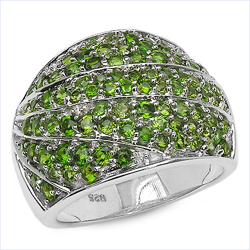 3.16 Carat Genuine Chrome Diopside .925 Sterling Silver Ring on sale at MyriadMart