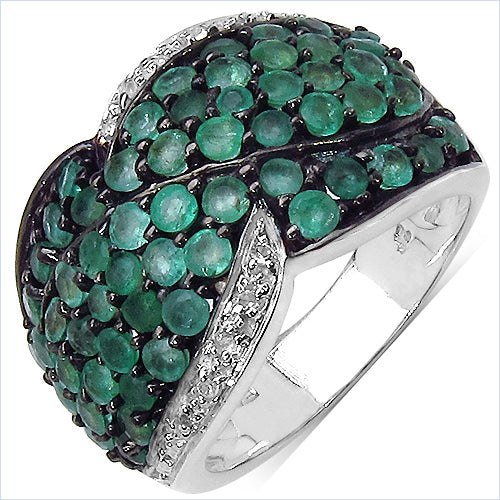2.28 Carat Genuine Emerald & White Topaz .925 Sterling Silver Ring on sale at MyriadMart
