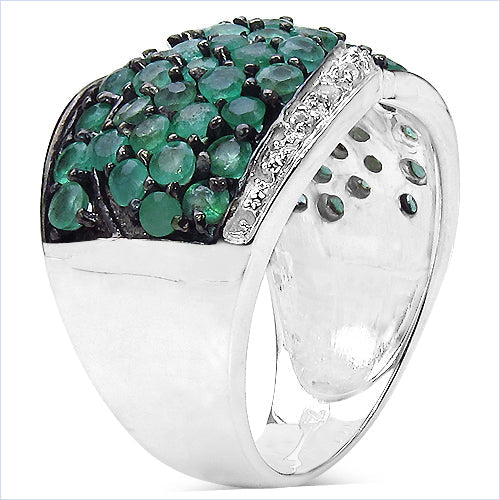 2.28 Carat Genuine Emerald & White Topaz .925 Sterling Silver Ring on sale at MyriadMart